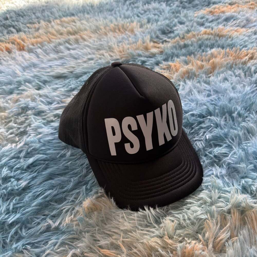 Osamason Psyko Black cap Hat with White Text